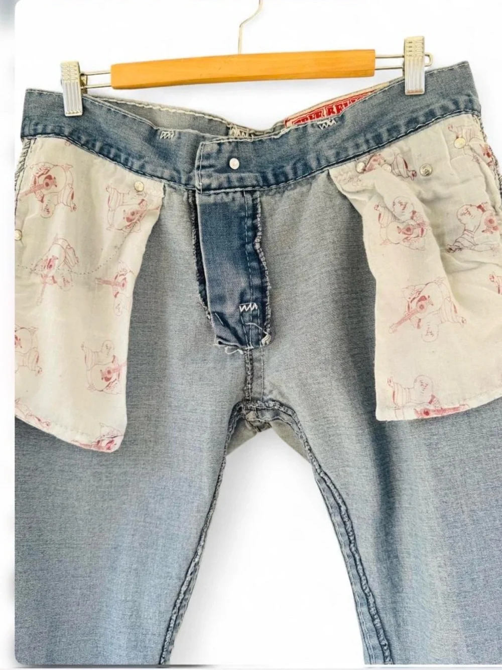 True Religion Joey Super T Jeans Light Wash Flare Y2K Mens 36x31 USA Made Unisex
